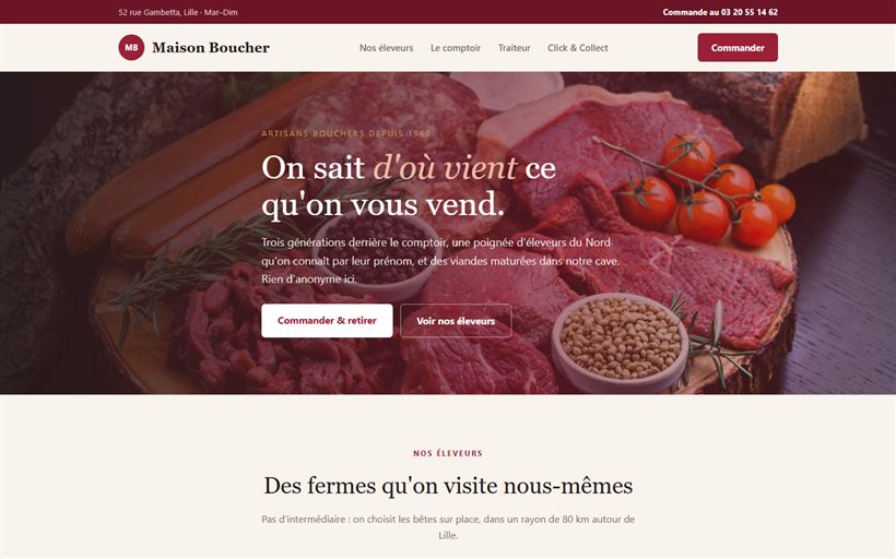 Concept site vitrine boucherie Maison Boucher