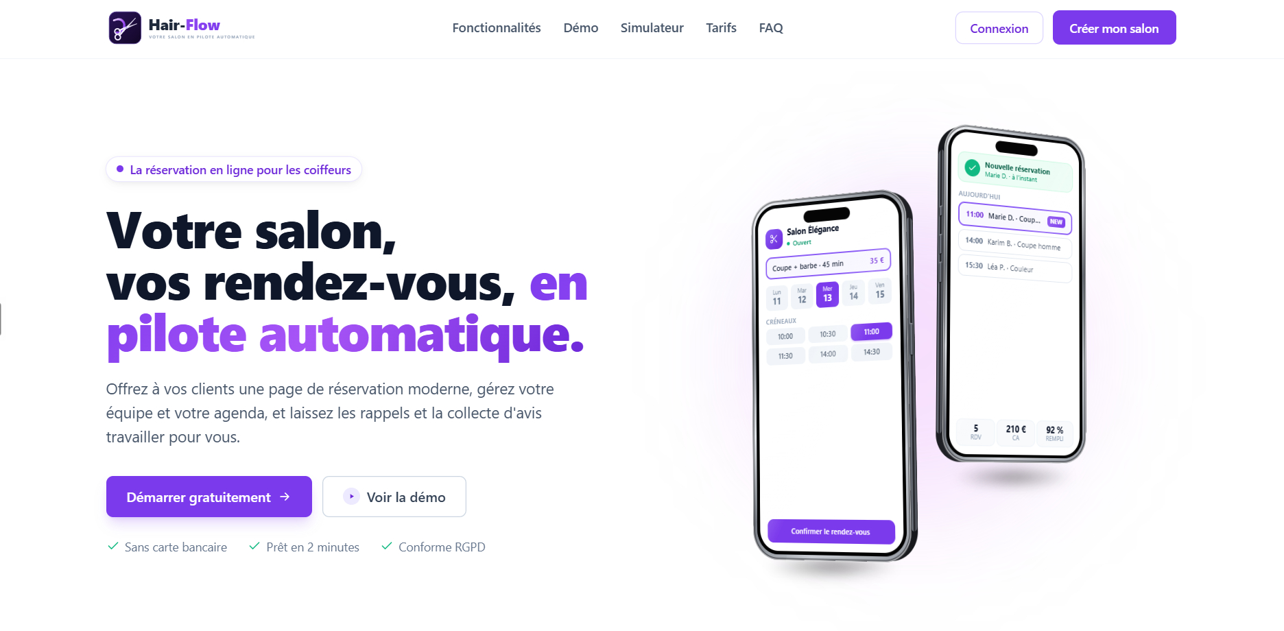 Hair-Flow — SaaS de réservation pour salons